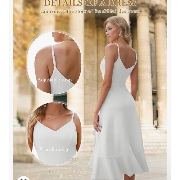 DRESSTELLS Women's Cocktail Party Dress, Formal Wedding Guest High Low Dress, Fi - Picture 2 of 10